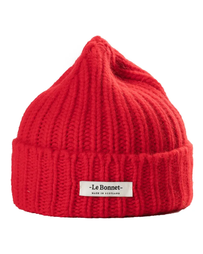Le Bonnet Grobstrick Mütze aus Lammwolle und Angora in Rot