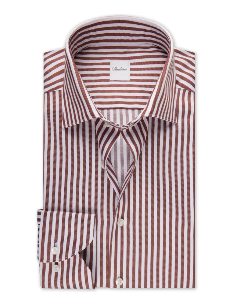 Stenströms Vollzwirn-Hemd in Twill-Qualität mit Steifen, Regular in Rot