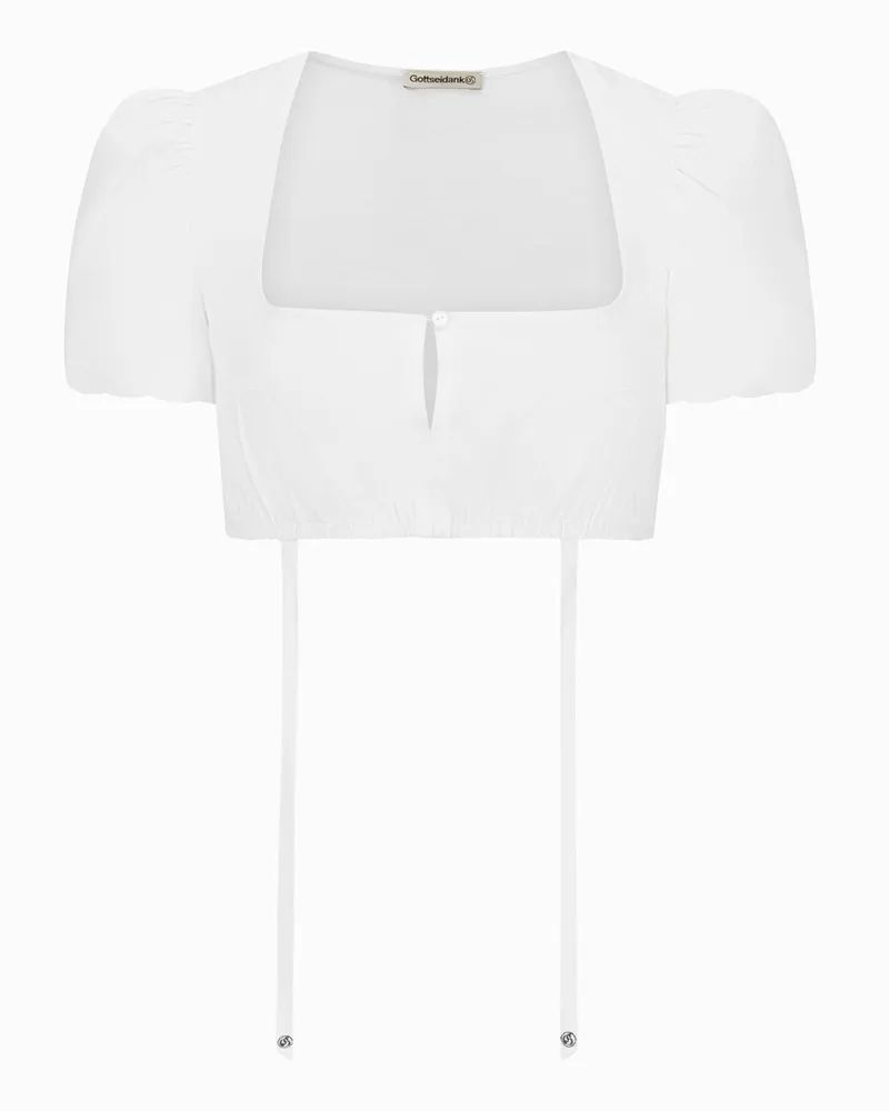 Gottseidank Dirndlbluse Irma mit kurzem Puffarm in Weiß