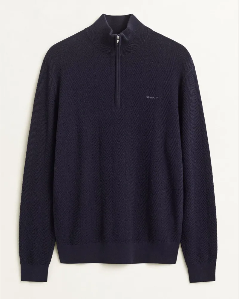 Gant Strick-Troyer aus Merinowolle mit Fischgrätmuster, Regular Fit in Marine