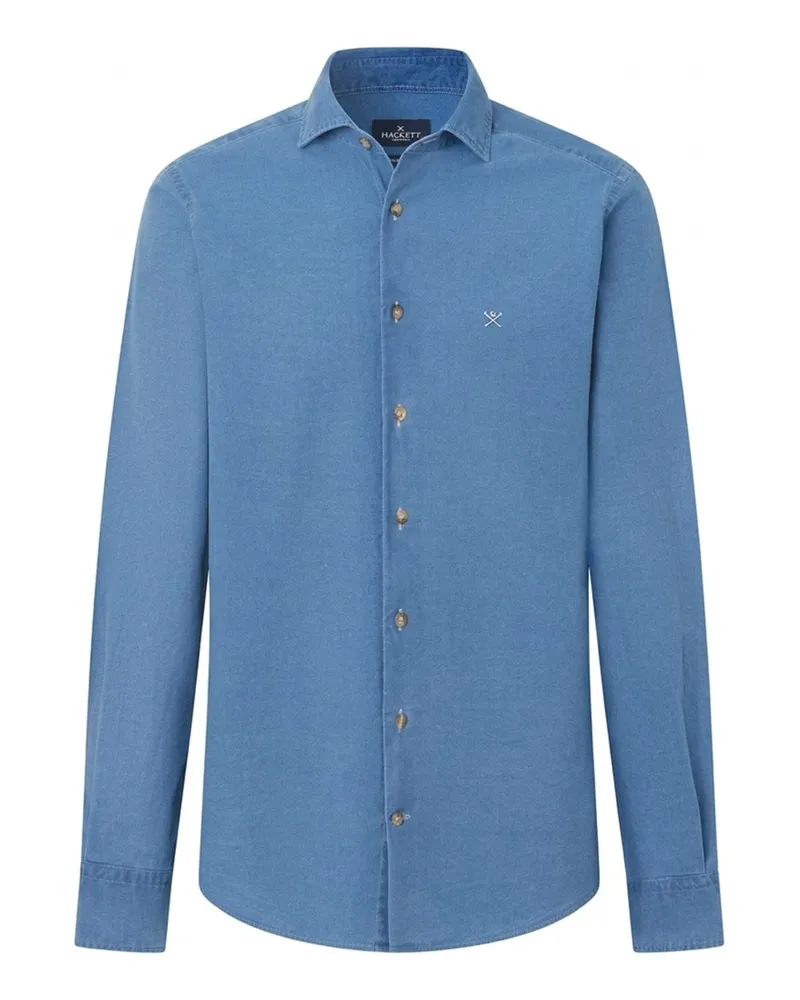 Hackett Jeanshemd aus Baumwolle mit Logo-Stickerei, Tailored Fit in Denim