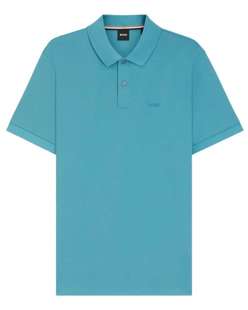 HUGO BOSS Poloshirt in feiner Piqué-Qualität mit Label-Stickerei in Blau
