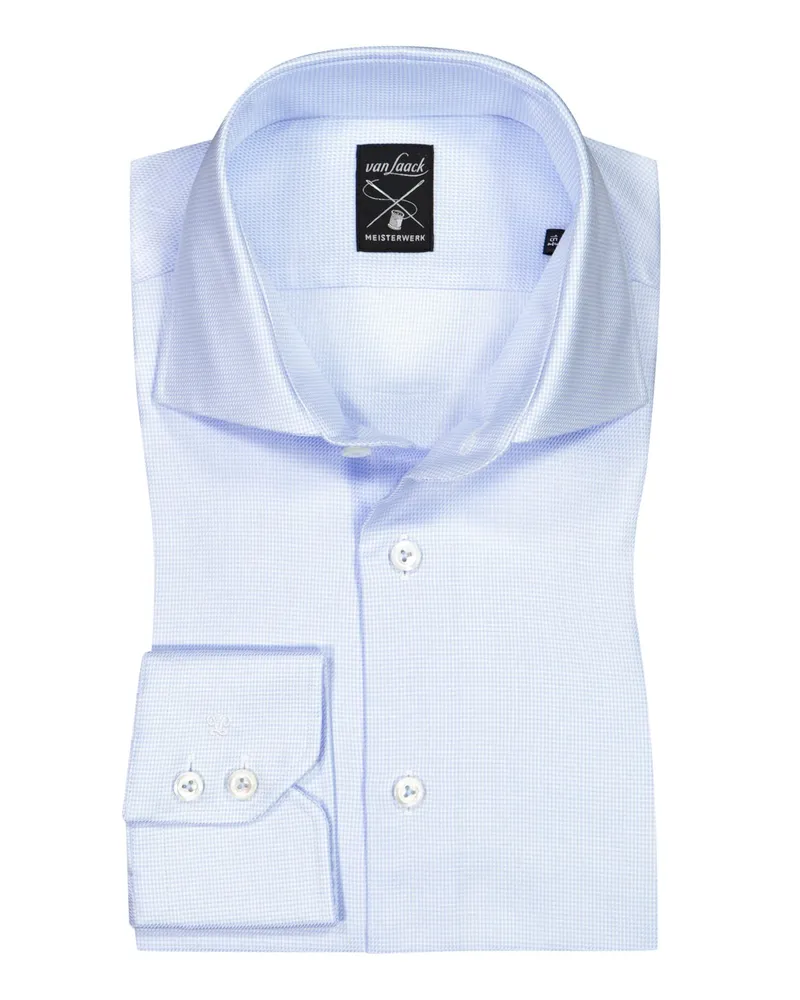 van Laack Baumwoll-Hemd mit Pepita-Muster, Tailored Fit in Hellblau