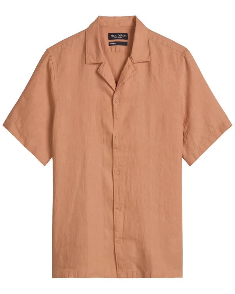 Marc O'Polo Leichtes Leinenhemd mit Resort-Kragen, Regular in Orange