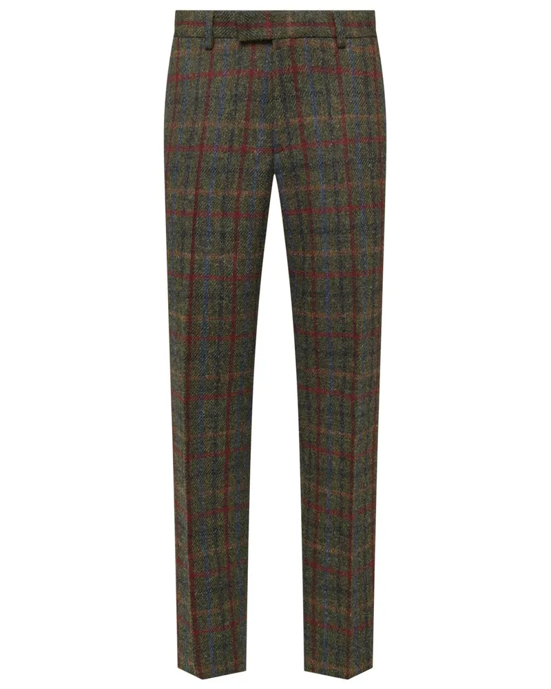 Wellington of Bilmore Harris Tweed-Hose Mr. Miller mit Fischgrätmuster, Regular Fit in Oliv
