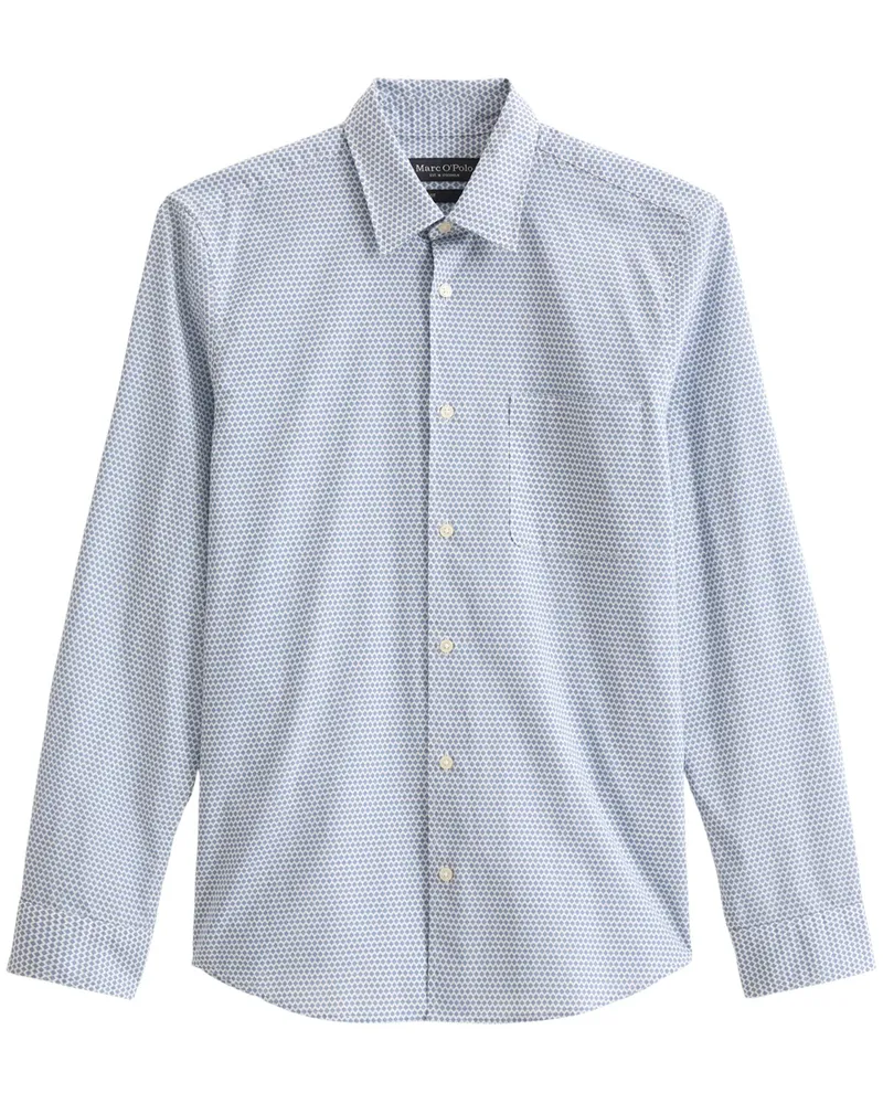 Marc O'Polo Gemustertes Hemd aus Bio-Baumwolle, Shaped Fit in Hellblau