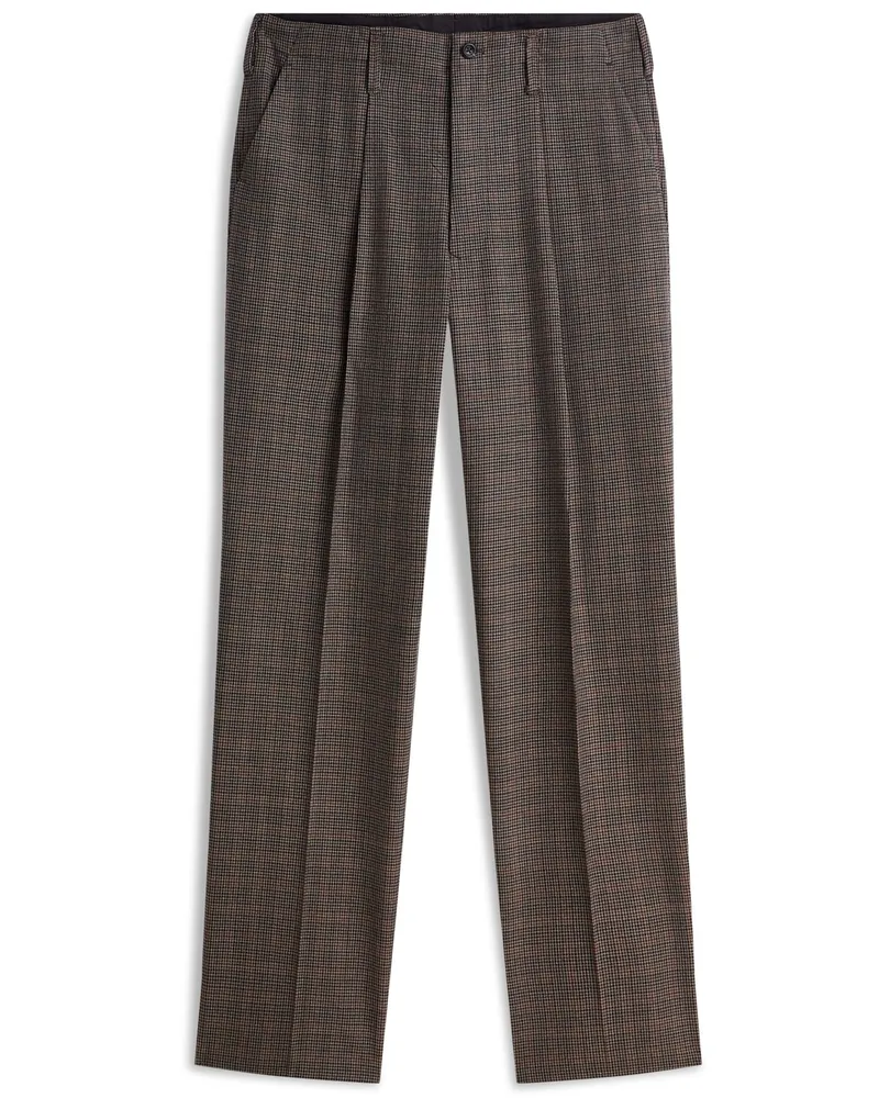 Tommy Hilfiger Leichte Stoffhose mit Bundfalte aus einem Woll-Mix, Regular Straight Fit in Braun