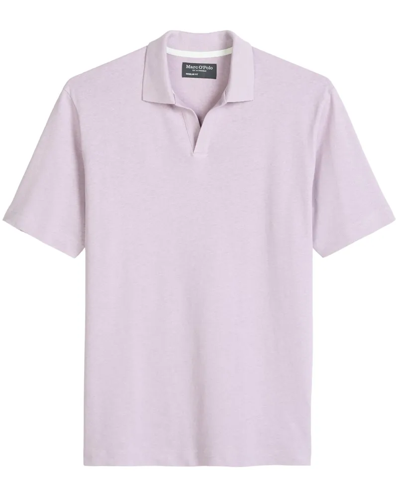 Marc O'Polo Strick-Poloshirt aus Baumwolle und Leinen mit Variokragen, Regular Fit in Rosenrot