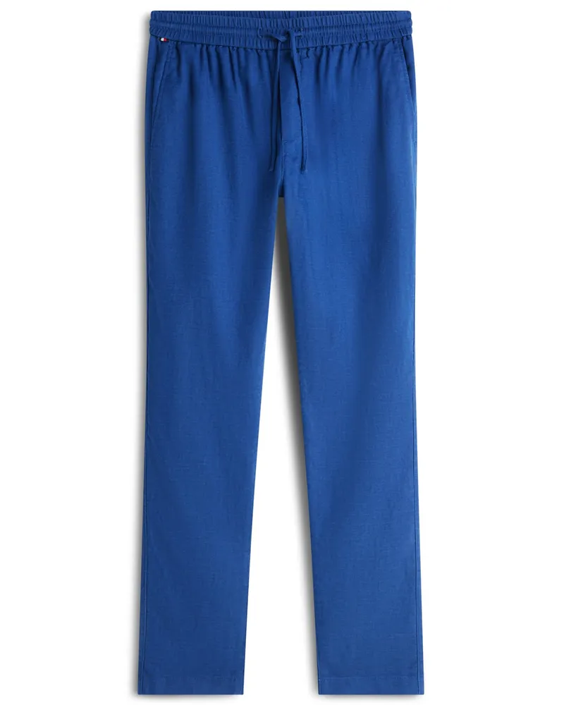 Tommy Hilfiger Leinenhose Harlem mit Dehnbund, Regular Tapered Fit in Blau