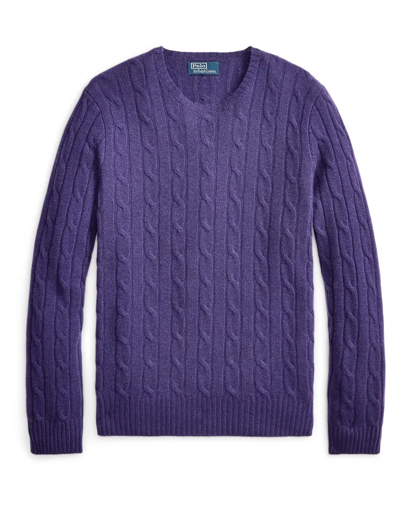Ralph Lauren Zopfstrick-Pullover aus Kaschmir mit O-Neck in Lila