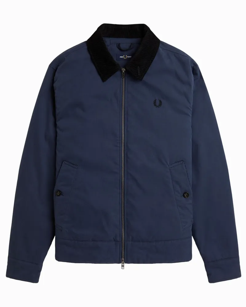 Fred Perry Urbane Jacke mit Cordkragen und gesteppten Innenfutter in Mittelblau