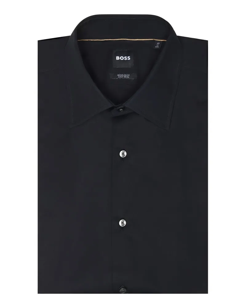 HUGO BOSS Performance-Kurzarmhemd aus einem Baumwoll-Stretch, Regular in Schwarz