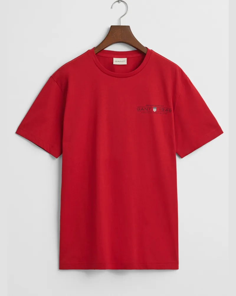 Gant T-Shirt aus Baumwolljersey mit Label-Print in Rot