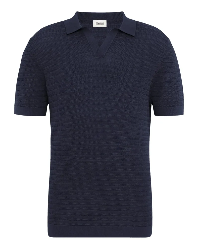 Drykorn Strick-Poloshirt aus Baumwolle mit Variokragen in Marine