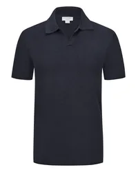 Tiger of Sweden Strick-Poloshirt mit Variokragen und Leinenanteil Marine