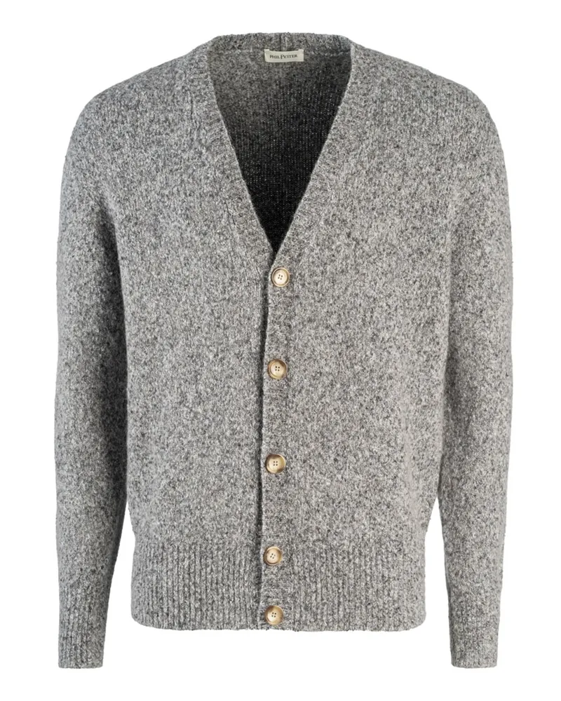 Phil Petter Softe Strickjacke aus einem Baumwolle-Alpaka-Mix in Hellgrau