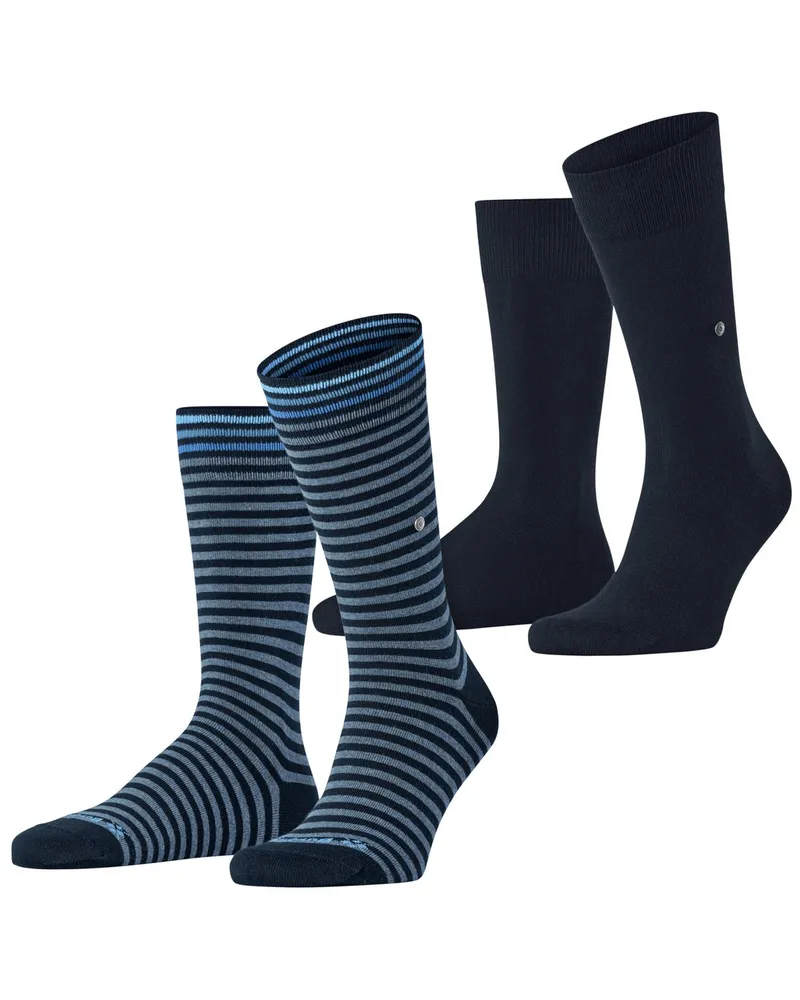 Burlington 2er Pack Socken mit Ringelstreifen und Uni in Marine
