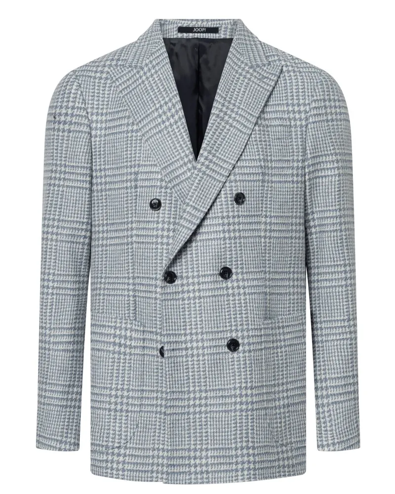 JOOP! Zweireihiges Flanell-Sakko mit Hahnentritt-Muster, Slim Fit in Hellblau