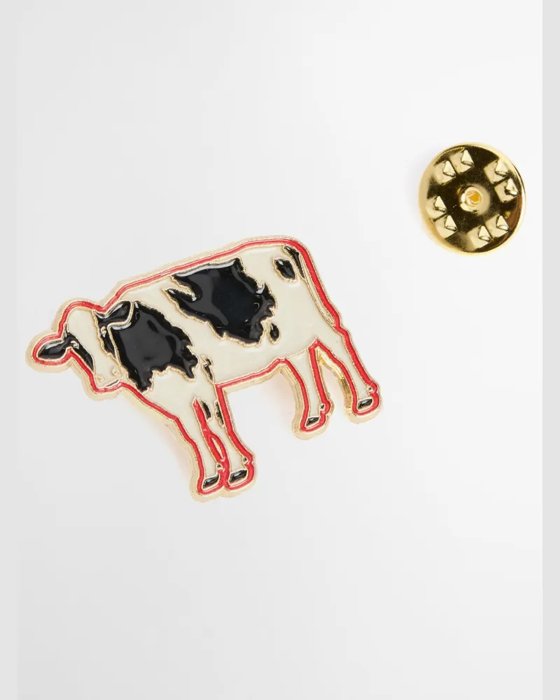 Barbour Paul Smith loves Barbour Pin Badge mit Kuh-Motiv in Offwhite