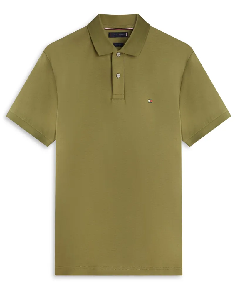 Tommy Hilfiger Jersey-Poloshirt mit kleiner Logo-Stickerei, Regular Fit in Oliv