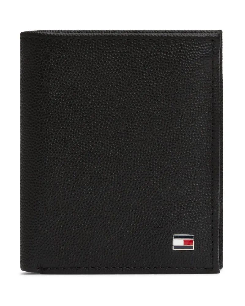Tommy Hilfiger Trifold-Brieftasche aus Leder mit Emaille-Flag in Schwarz