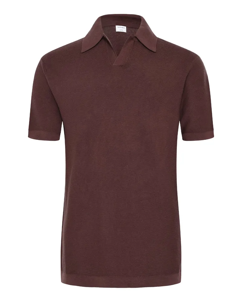 Tiger of Sweden Leichtes Strick-Poloshirt mit Kubakragen und Leinenanteil in Bordeaux