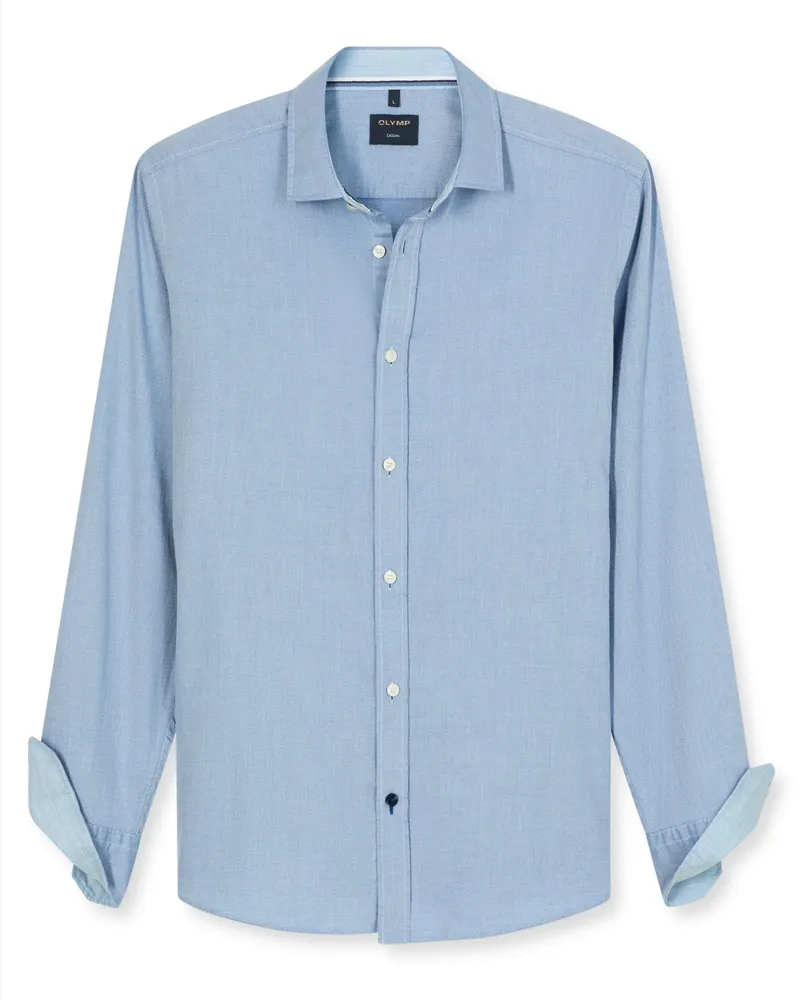 Olymp Casual, Hemd aus Baumwolle mit feinem Muster in Hellblau