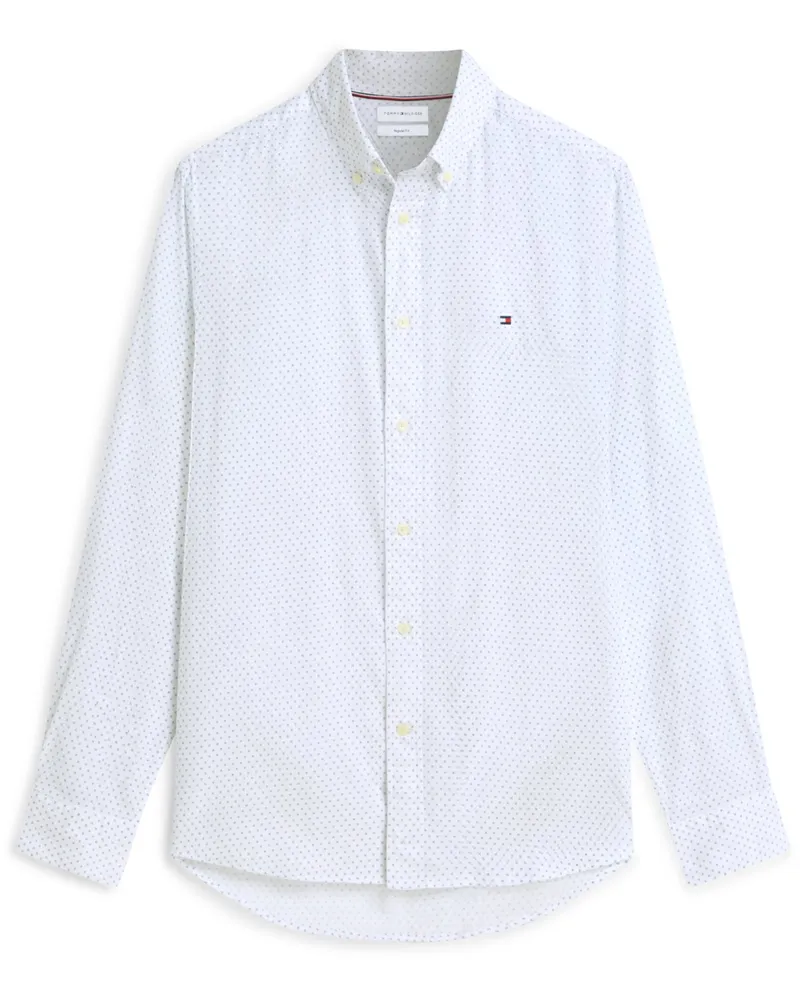 Tommy Hilfiger Strukturiertes THFlex Hemd mit feinem Print, Regular Fit in Hellblau