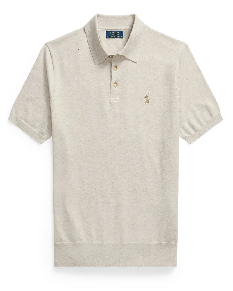 Ralph Lauren Softes Feinstrick-Poloshirt mit Pony-Stickerei in Beige