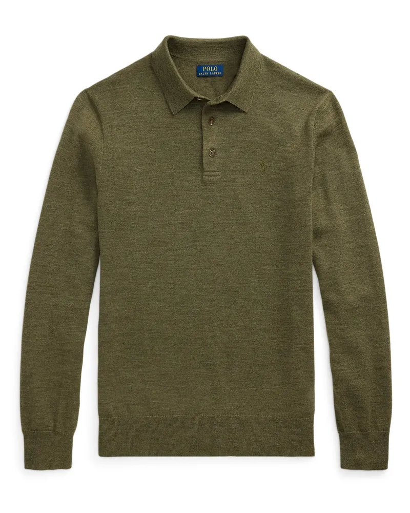 Gant Langarm-Poloshirt mit Logo-Aufnäher in Oliv