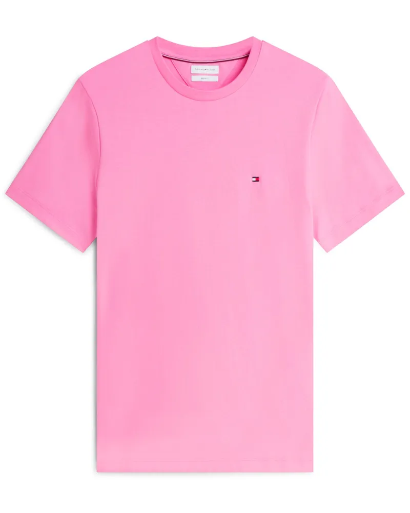 Tommy Hilfiger Softes T-Shirt mit kleiner Logo-Stickerei, Regular Fit in Pink