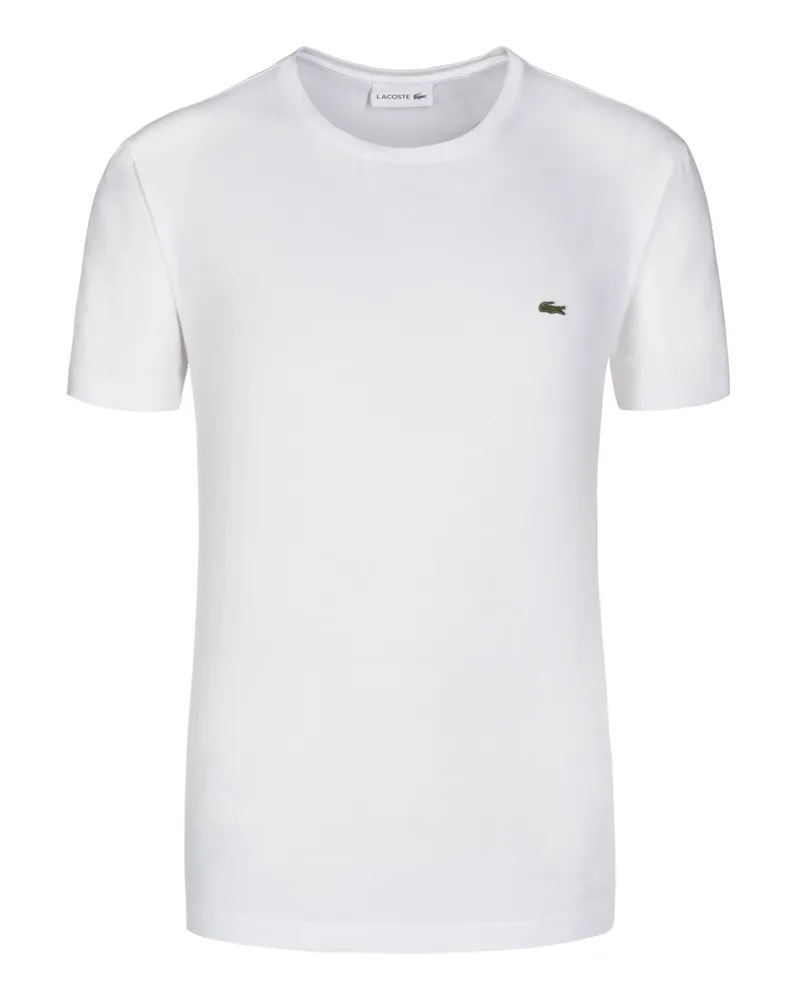 Lacoste T-Shirt aus Pima-Baumwolle mit Logo-Aufnäher in Weiß