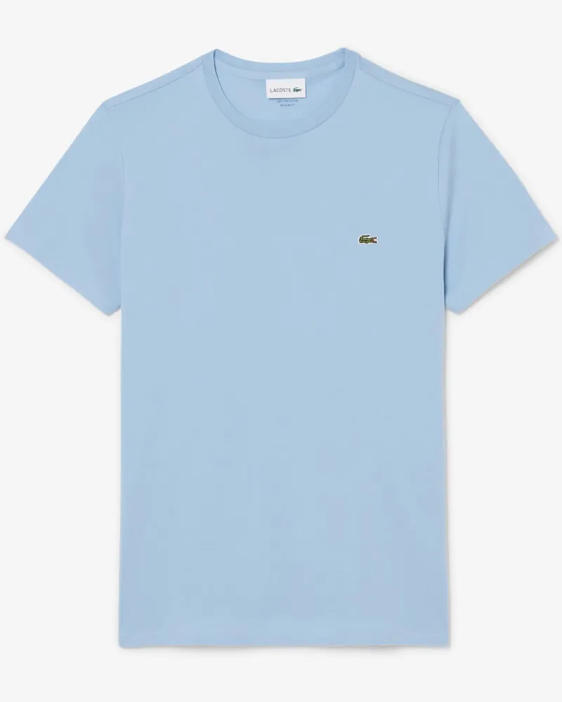 Lacoste T-Shirt aus softer Pima Baumwolle mit Logo-Stickerei, Regular Fit in Blau
