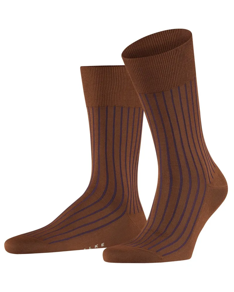 Falke Socken Shadow aus einem gestreiften Baumwoll-Mix in Cognac