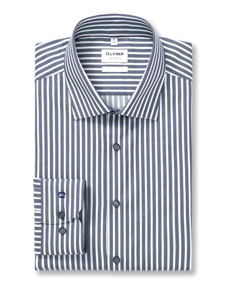 Olymp Luxor, Comfort Fit, Baumwollhemd mit Streifenmuster in Marine