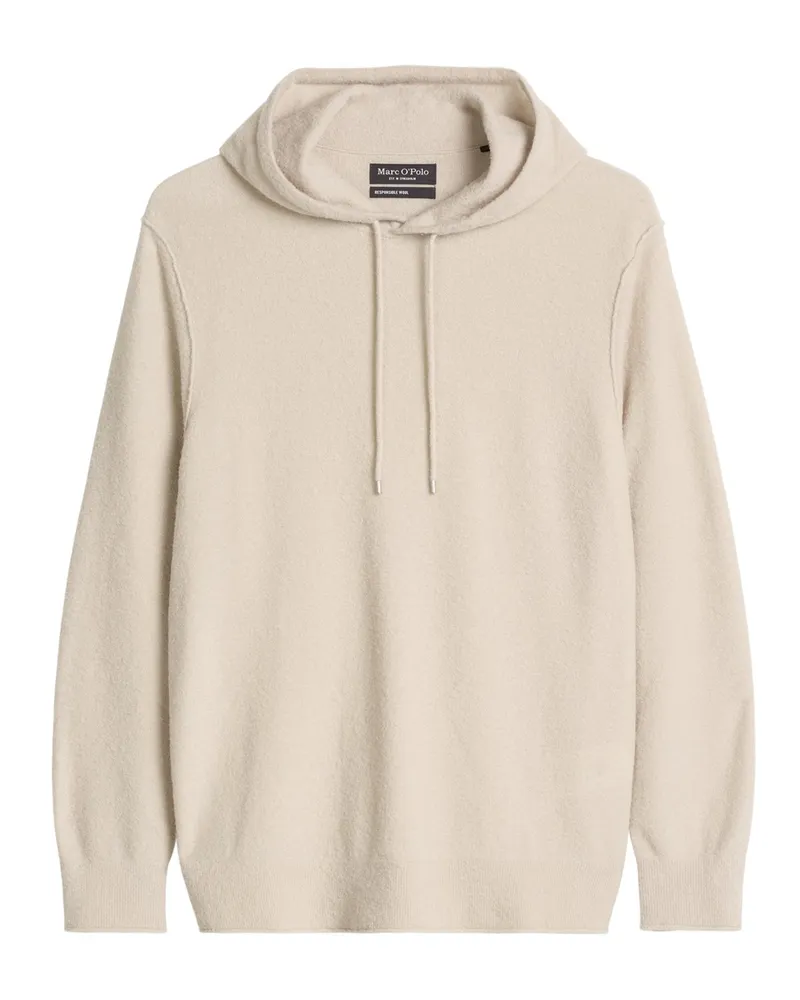 Marc O'Polo Leichter Strick-Hoodie aus einem Woll-Mix mit Rollkanten in Beige