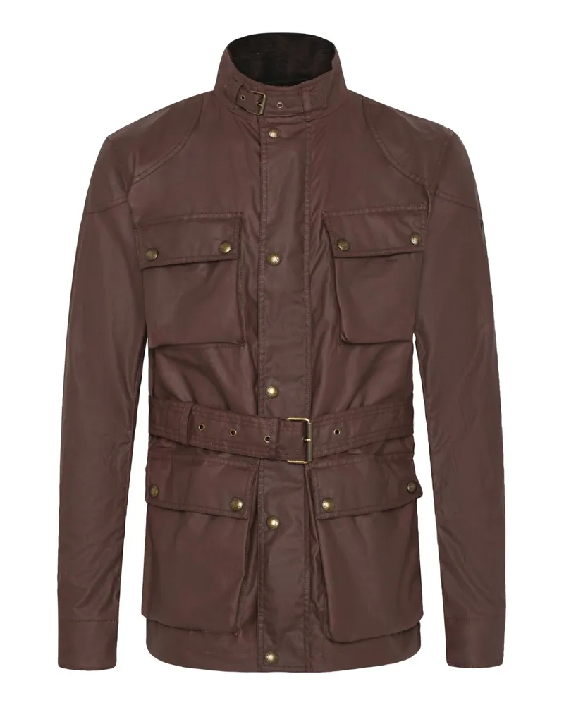 Belstaff Jacke Trialmaster aus gewachster Baumwolle mit Gürtel in Bordeaux