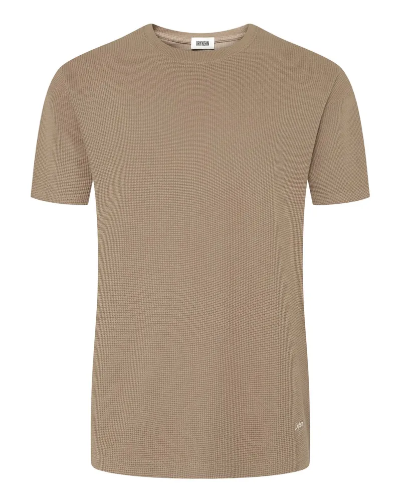 Drykorn Strukturiertes T-Shirt aus einem Baumwoll-Mix, Relaxed Fit in Beige