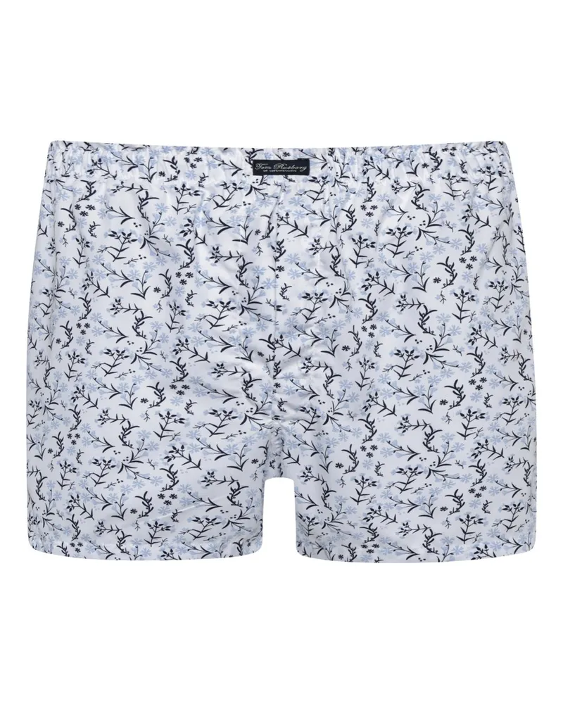 Tom Rusborg Gemusterte Boxershorts aus Baumwolle in Weiß