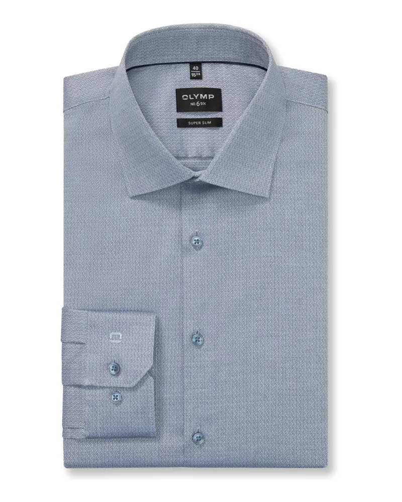 Olymp No. Six, Super Slim Fit, Hemd mit Muster und Stretch in Marine