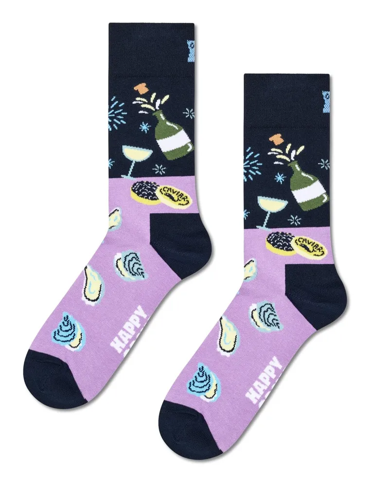 Happy Socks Socken mit Stretch und Champagner-Motiven in Marine
