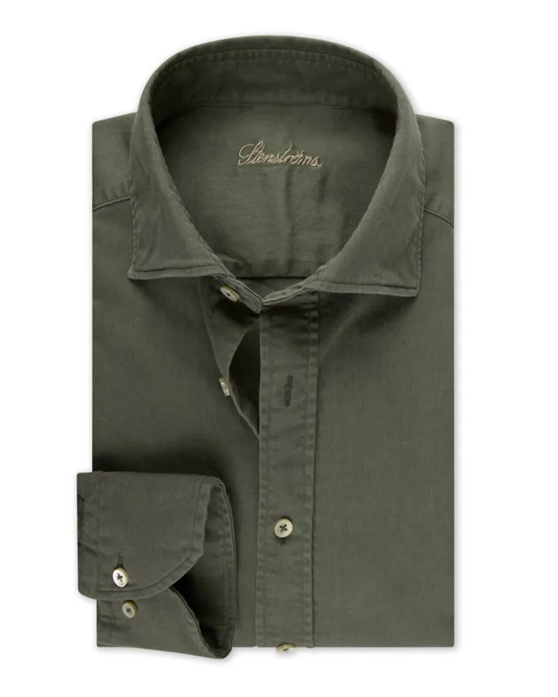 Stenströms Softes Oxfordhemd mit Stretchanteil, Slimline in Oliv