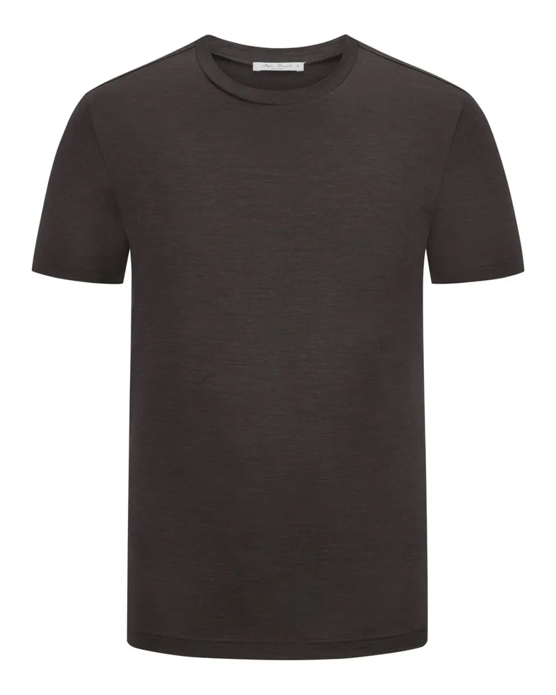 Stefan Brandt Softes Glattstrick-T-Shirt aus Merinowolle in Braun