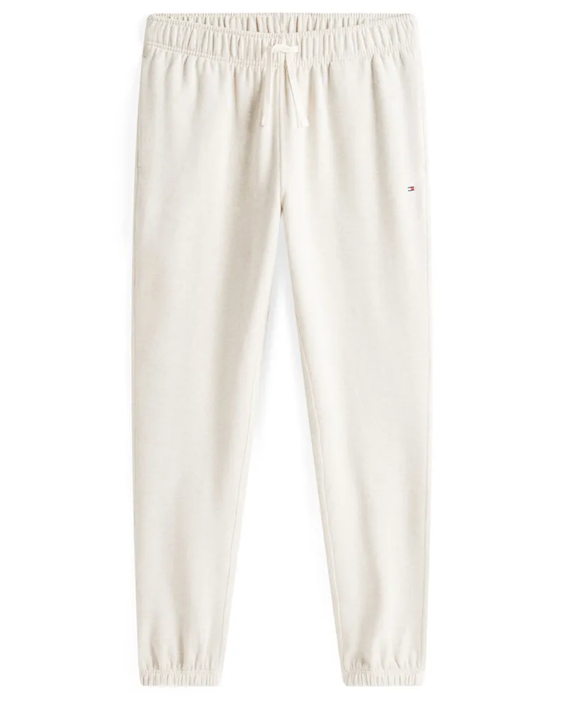 Tommy Hilfiger Softe Fleece-Jogginghose mit Logo-Stickerei in Offwhite