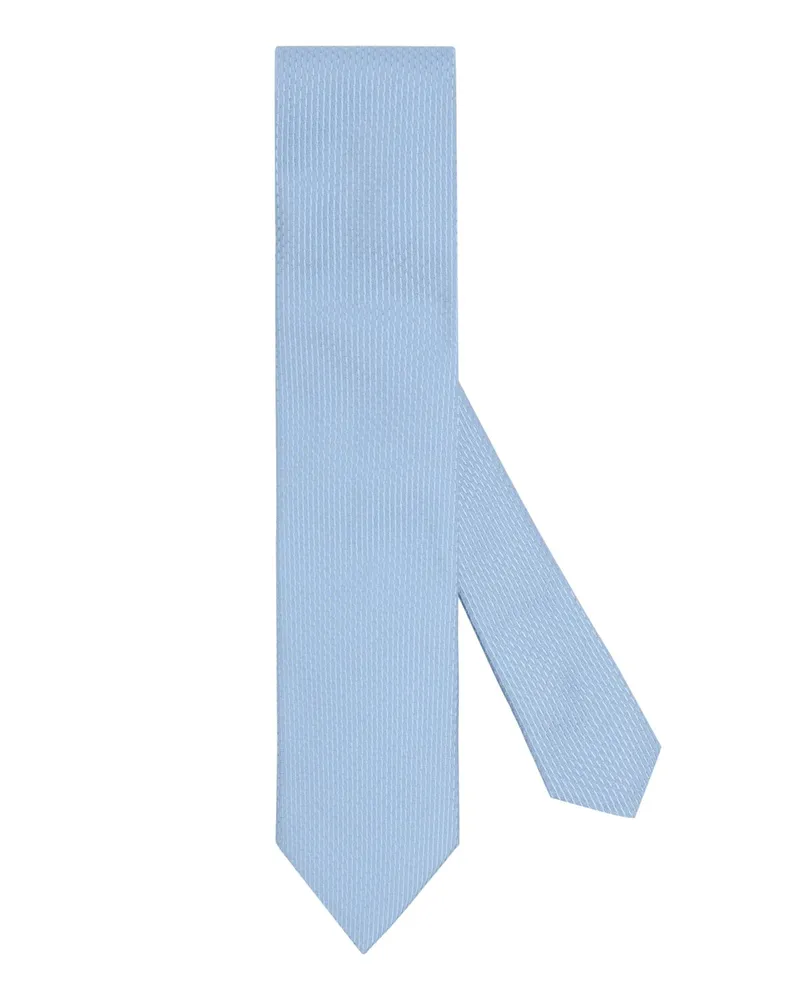 Emporio Armani Schmale Seidenkrawatte mit Kleinmuster in Hellblau