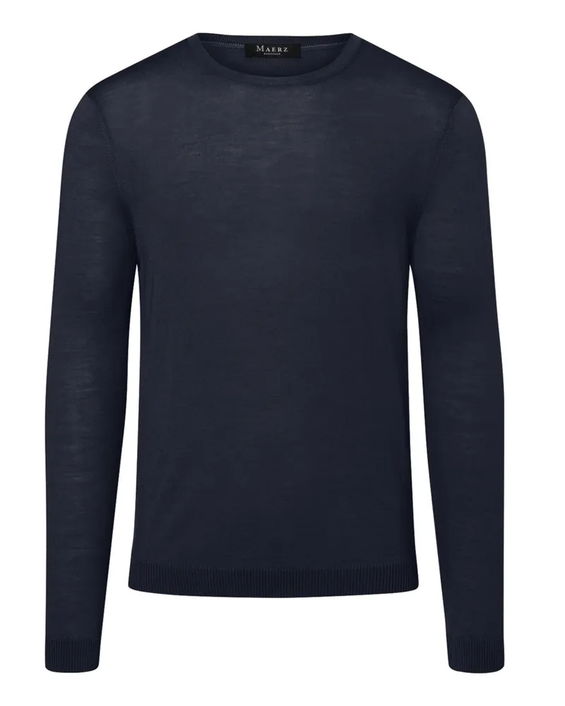 Maerz Rundhals-Pullover aus extrafeiner Merinowolle in Marine