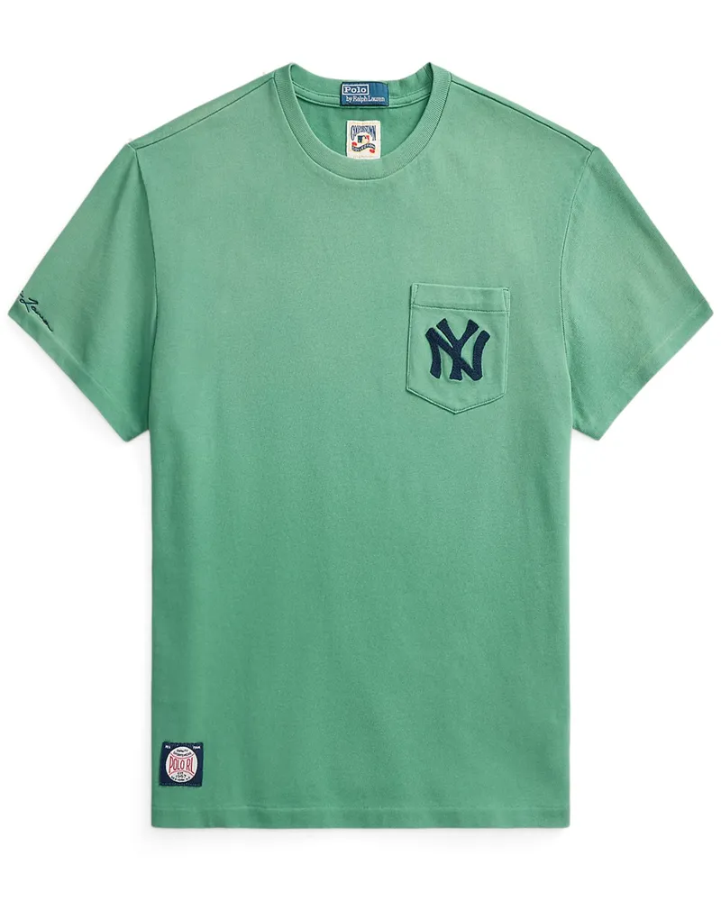 Ralph Lauren T-Shirt mit Brusttasche und New York Yankees-Aufnäher in Grün