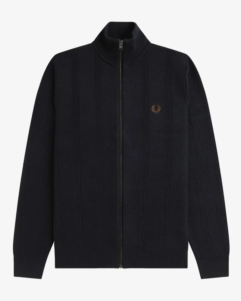 Fred Perry Strickjacke mit Streifenakzenten und Zip in Schwarz