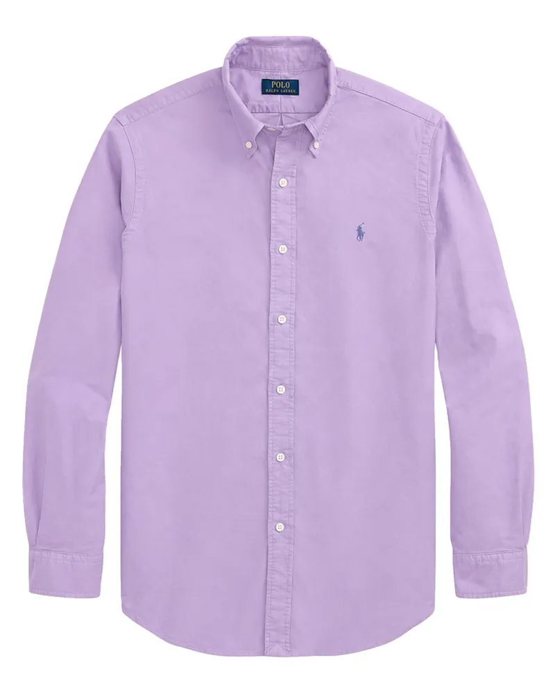 Ralph Lauren Oxfordhemd aus Baumwolle mit Logo-Stickerei, Custom Fit in Lila