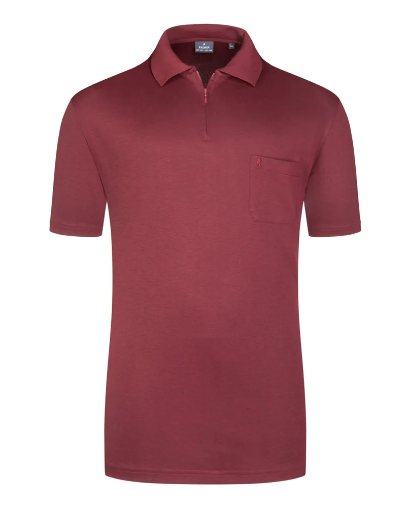 Ragman Poloshirt mit Reißverschluss und Brusttasche Bordeaux